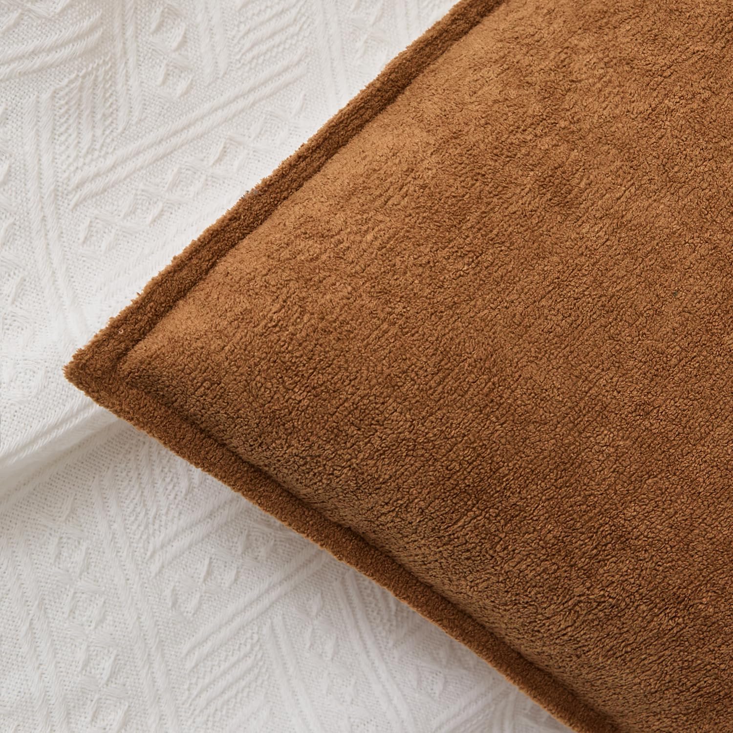 KevinTextile Kevin Textile Waterproof Decorative Pillow Covers Brown 22x22 Inch Pack of 2 Soft Boucle Textured Euro Pillowcases Elegant Acc…