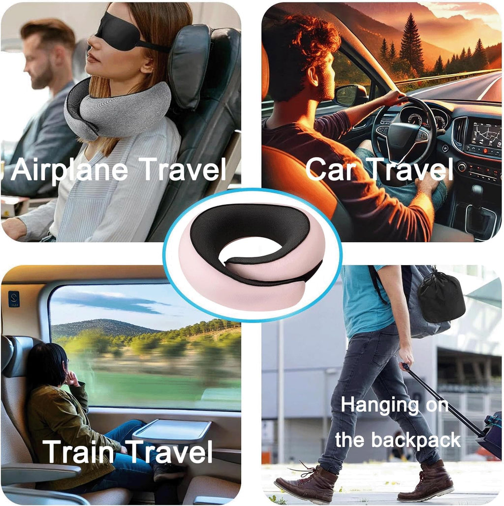 Neck Pillow for Traveling, Travel Neck Pillow for Airplanes, 100% Pure Memory Foam, 360° Support Stowable Pillows for Sleeping…