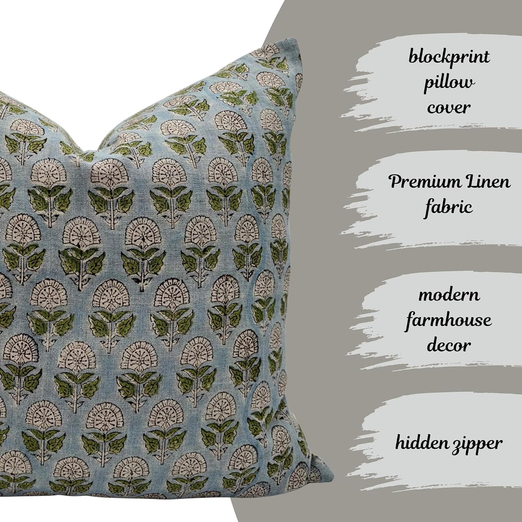 LineandLoop Linen Throw Pillow Covers 20x20 inch Floral Pillows Stripe Spring Decorative Pillow Covers for Living Room, Bedroom 0 Count 2 i…
