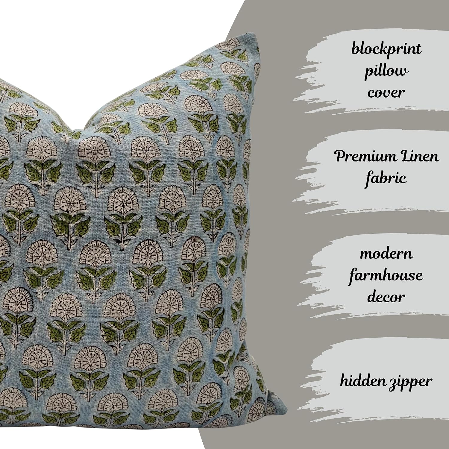 LineandLoop Linen Throw Pillow Covers 20x20 inch Floral Pillows Stripe Spring Decorative Pillow Covers for Living Room, Bedroom 0 Count 2 i…