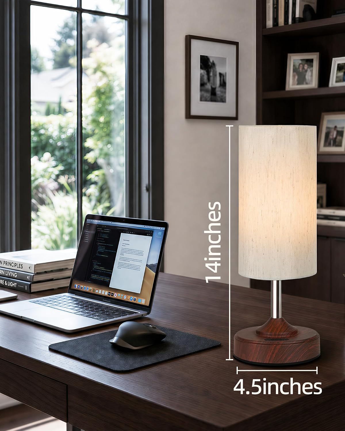 EZVALO Cordless Table Lamp, Ambient Light, Walnut-Grain Finish, Dimmable, Touch, Timer, 2700K, Decor, Portable, Wireless, Rechargeable…