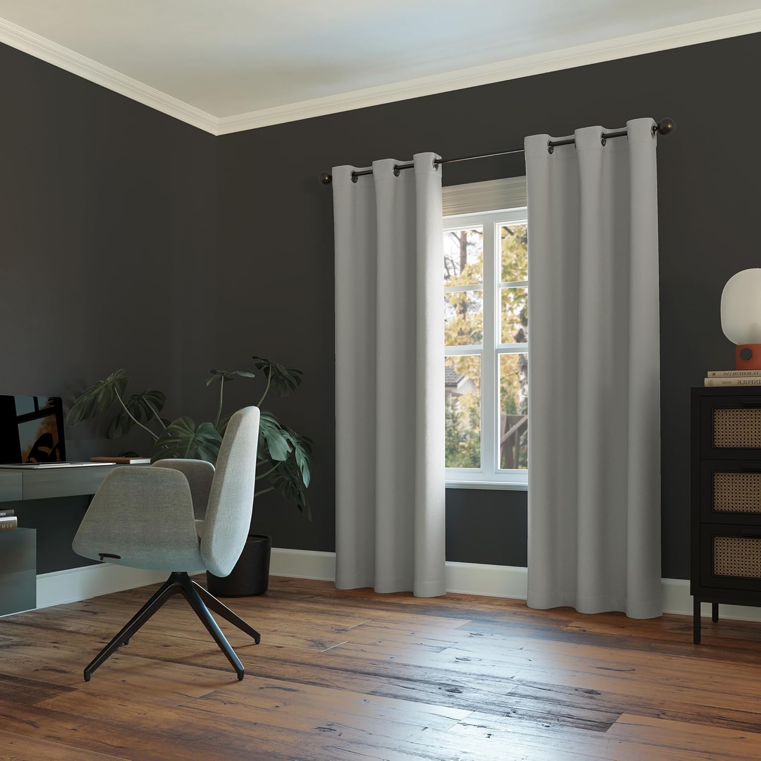 Sun Zero Easton Energy Saving Blackout Grommet Curtain Panel, 40" x 63", Silver Gray