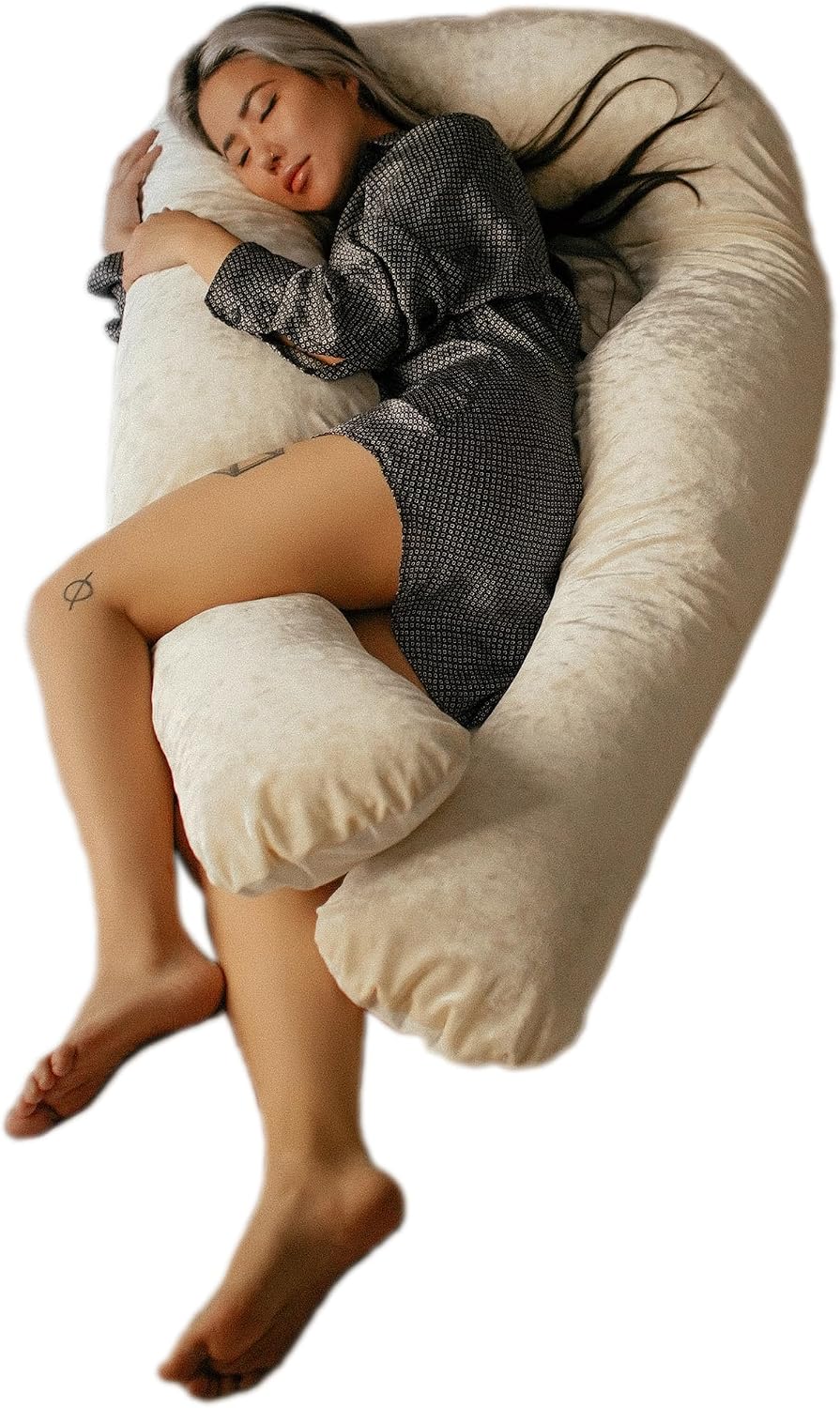 YanaSleep YANA 360° Body Pillow | Luxury U Shaped Pregnancy Pillow - Organic Bamboo Cotton - Shredded Cooling Gel Fill - Ergonomic Design -…