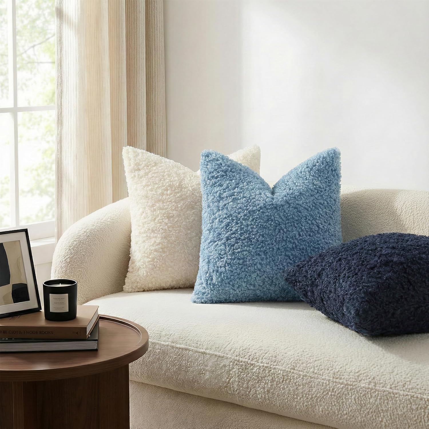 decorUhome Pack of 2 Throw Pillow Covers 20x20 Inch, Faux Fur Decorative Sherpa Pillow Covers Fuzzy Accent Soft Sheepskin Fleece Pillow Cas…