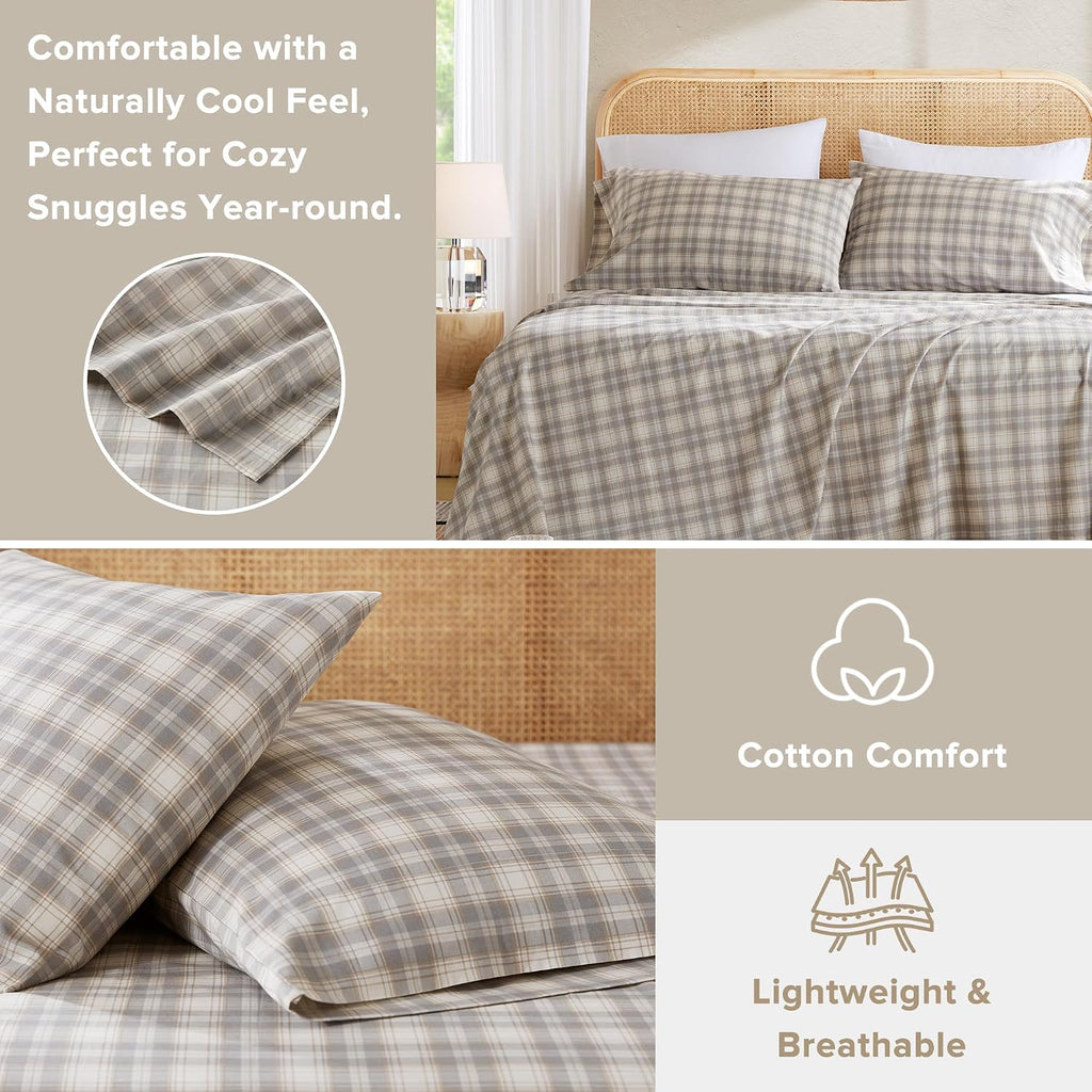ComfortSpaces Comfort Spaces 100% Cotton Sheets Full, Breathable, Naturally Cool Cotton Sheets, Soft Cotton Bed Sheets with 14" Elastic Poc…