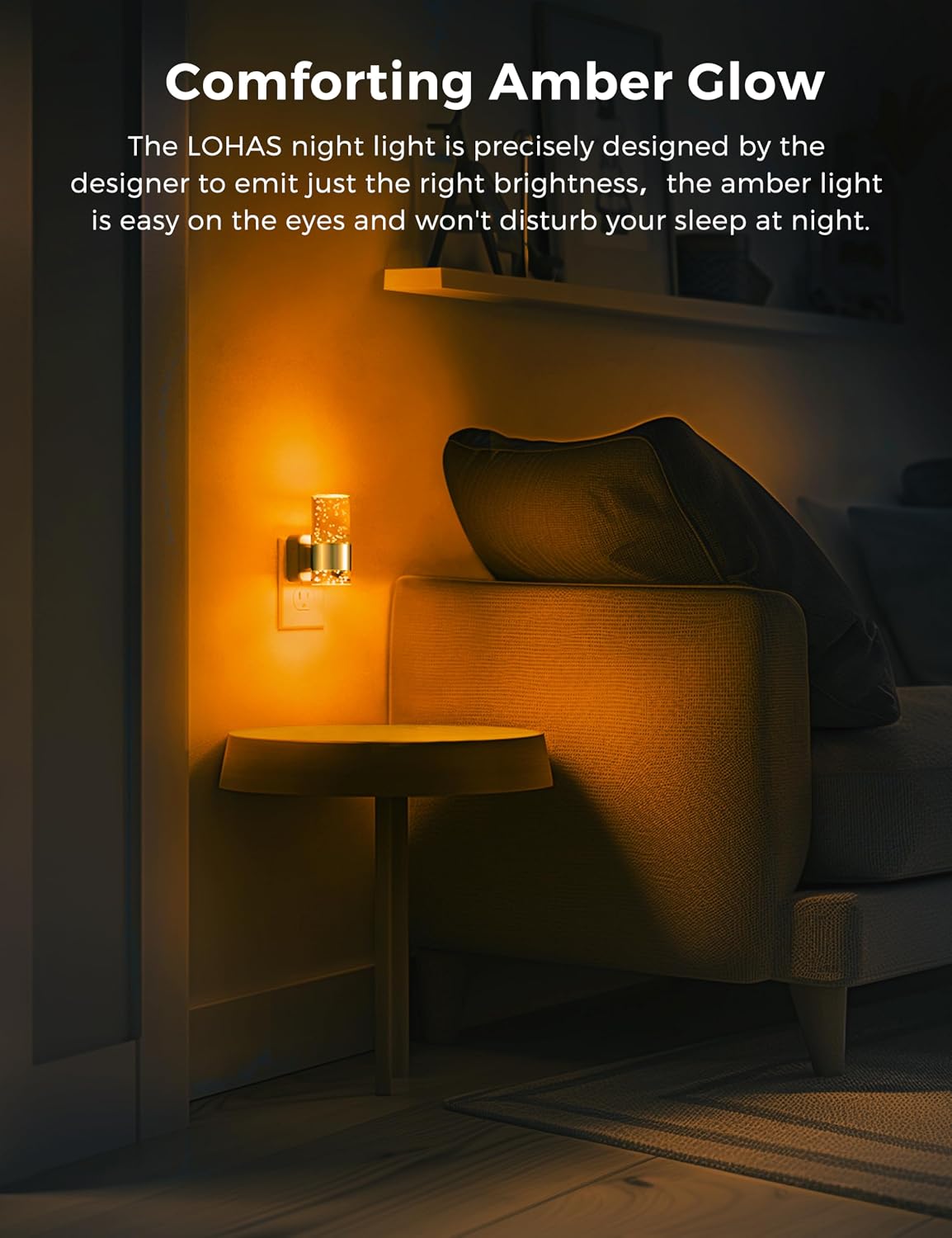 L LOHAS LED Night Light, Dimmable Night Lights Plug into Wall, 2 Pack Acrylic Nightlights with 0-100 LM Adjustable Brightness, Amber Plug…