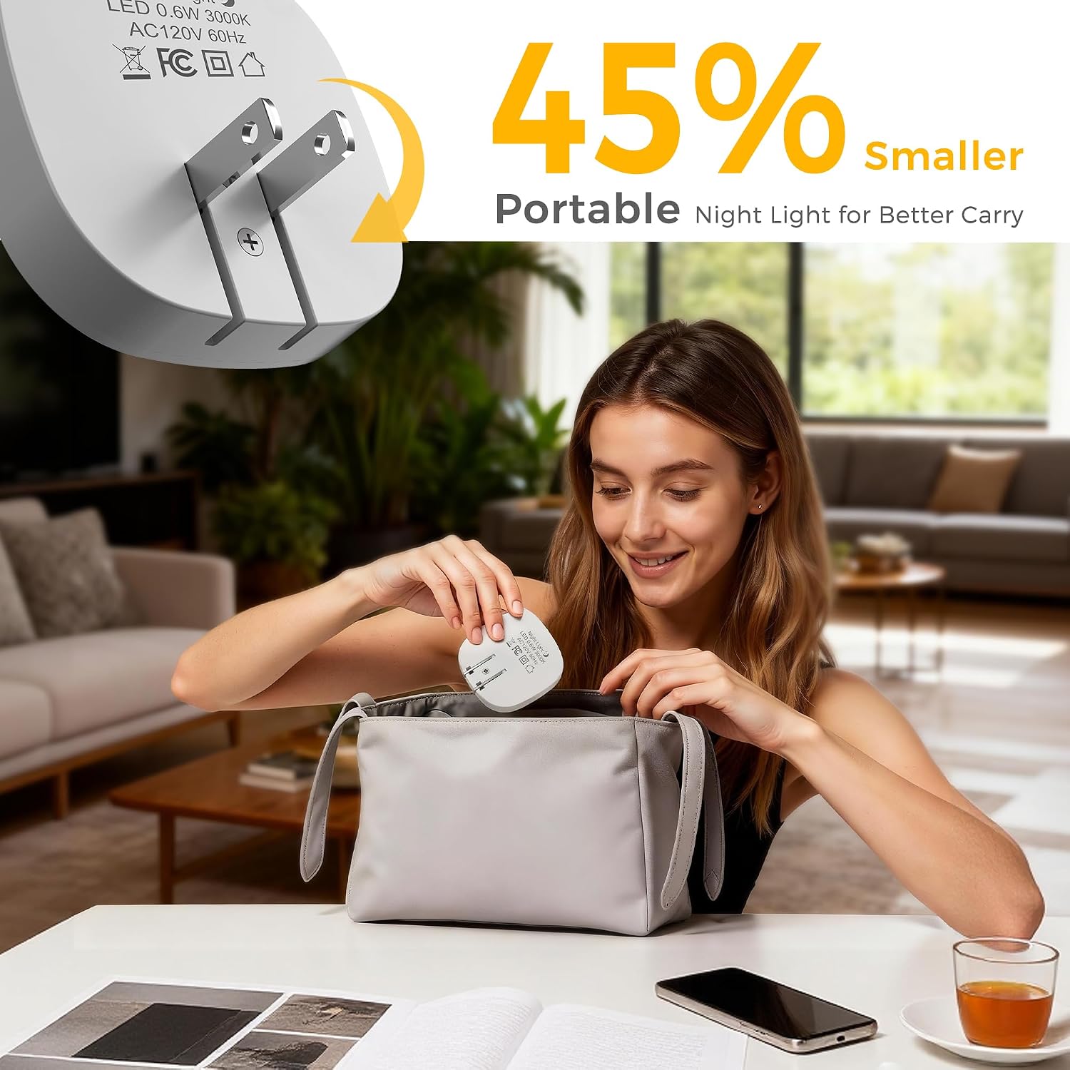 L LOHAS LED Night Lights Plug into Wall, Dusk to Dawn Sensor, Dual Brightness Dimmable, 3000K Soft White, Foldable, 2-Pack — for…
