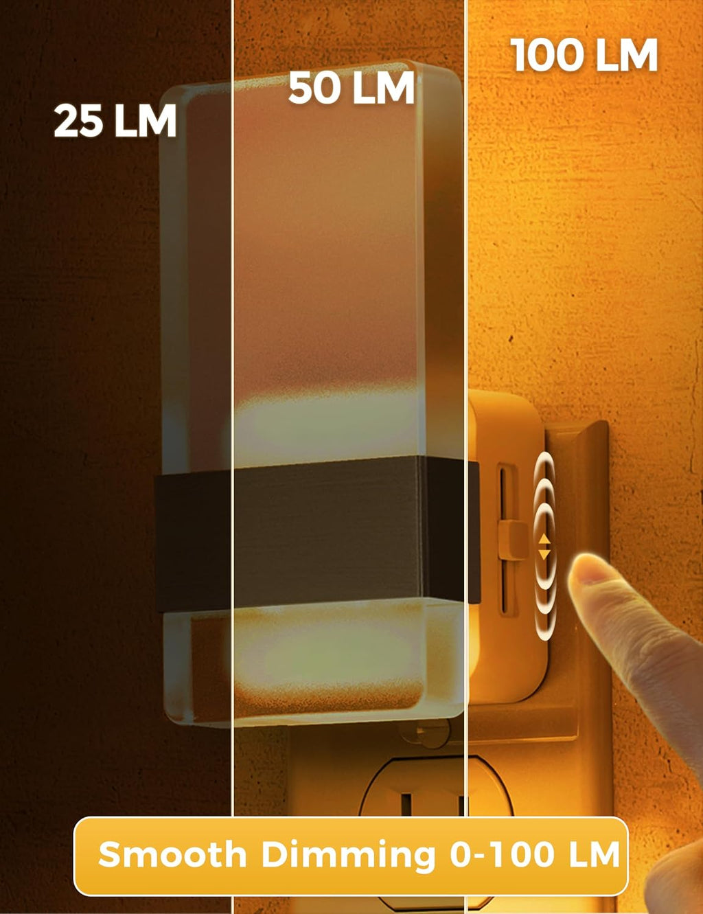 L LOHAS LED Night Light, Amber Night Lights Plug Into Wall, 2 Pack Dusk-to-Dawn Sensor Decorative Night Light, 0-100LM Dimmable…