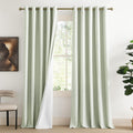 NICETOWN 100% Blackout Linen Curtains with Thermal Insulated White Liner, Sage Green, W62, 2 Pieces, Noise Reducing Textured Linen Look…