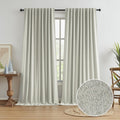 Keqiaosuocai Linen Blackout Farmhouse Curtain Panels for Living Room Track System, Back Tab Loop Pocket Pleated Floor to Ceiling Drapes for…