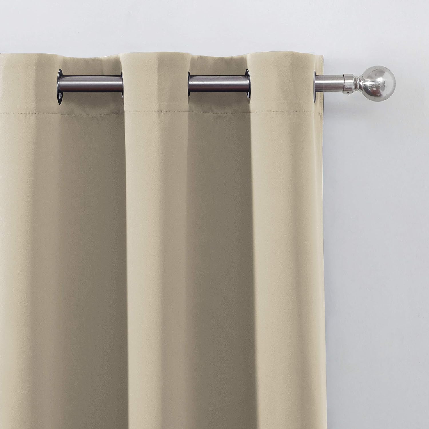 Lemomo Blackout Curtains 52 x 84 Inch Long Beige Curtains Set of 2 Panels Room Darkening Curtains for Bedroom and Living Room 84 Inch silver