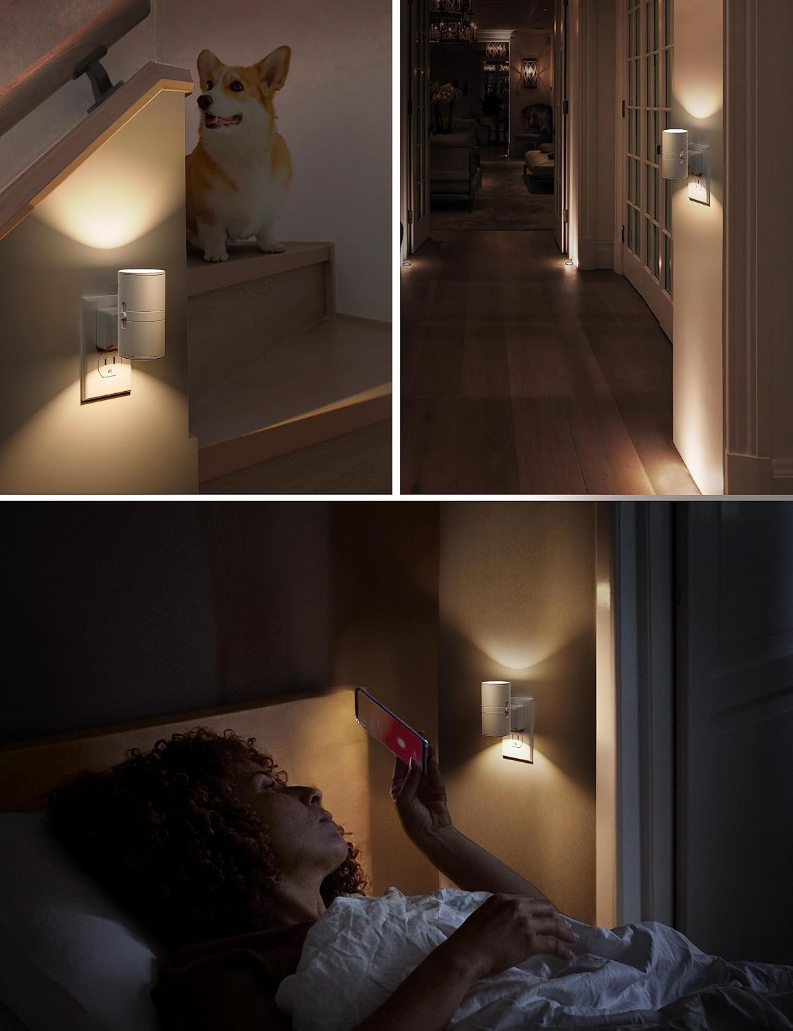 L LOHAS LED Night Light, Night Lights Plug into Wall, Dimmable Nightlight, 3000K Soft Light with Light Sensor, White Shade Nightlights…