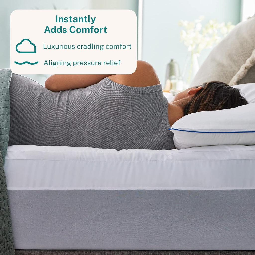 Sleep Innovations Dual Layer 4 Inch Memory Foam Mattress Topper, California King Size, Ultra Soft Support, 3 Inch Cooling Gel Memory Foam…
