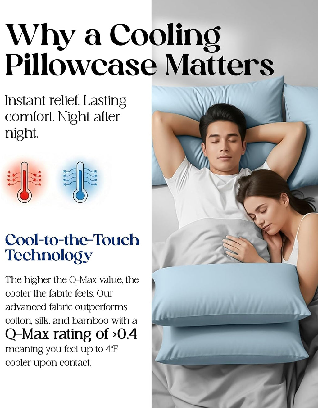 SLEEPHORIA Cooling Pillow Cases - BreezeWeave Queen Size Set of 2 Pillowcases for Hot Sleepers & Cool, Deep Rest - Cloud Soft, Silky…