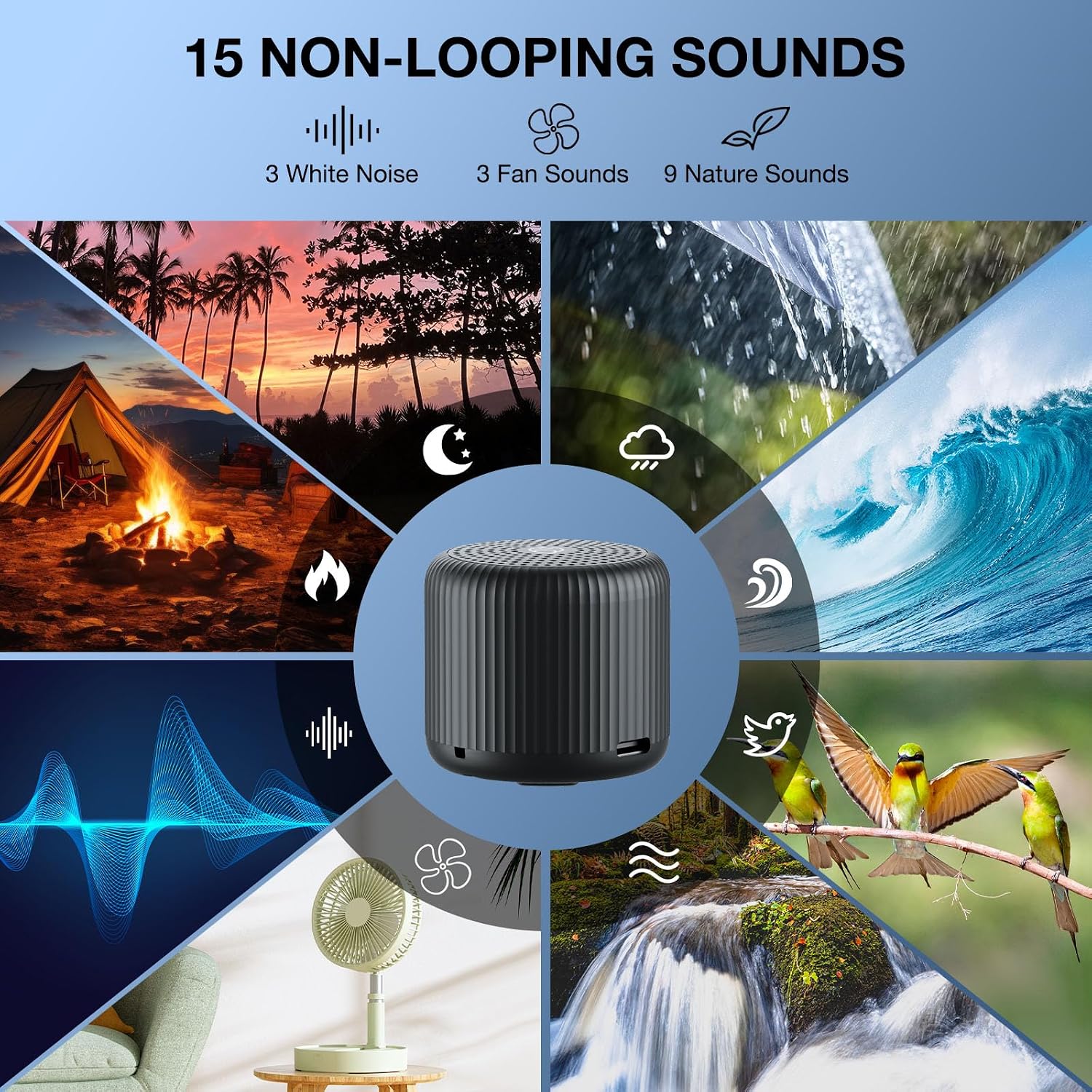 White Noise Machine Baby Portable Sound Machine, LEICEX Travel Sound Machine,15 Non-Looping Sound Timer and Memory Play, Mini White Noise…