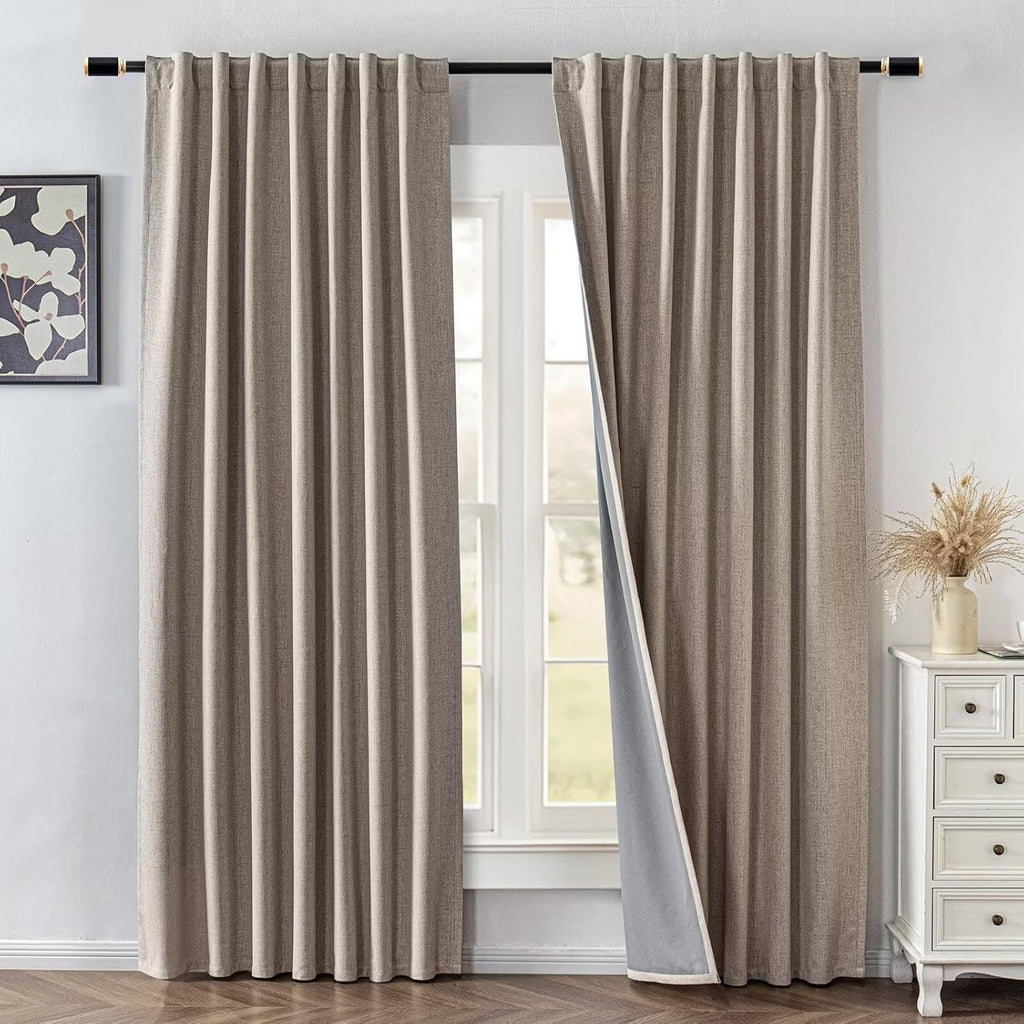 IGEMAEVE 100% Blackout Curtains 108 Inches Long for Bedroom, Black Out Curtains 2 Panels Set, Rod Pocket & Back Tab Thermal Insulated…