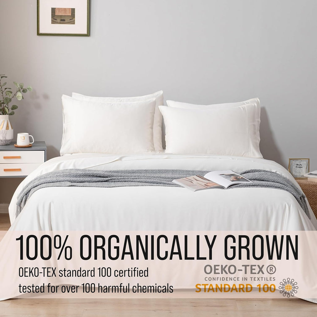 Bella Coterie 6 Piece Luxury Bamboo Viscose Queen Size Sheet Set | 100% Organically Grown | Cooling for Hot Sleepers | 18" Deep Pocket |…