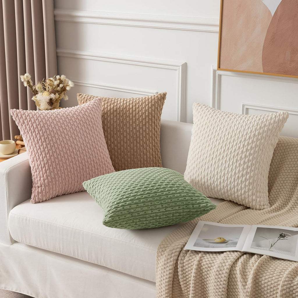 KevinTextile Kevin Textile Spring 16x24 Inch Pillow Cover 1 Pack Boho Decorative Soft Striped Corduroy Lumbar Farmhouse Solid Color Accent…