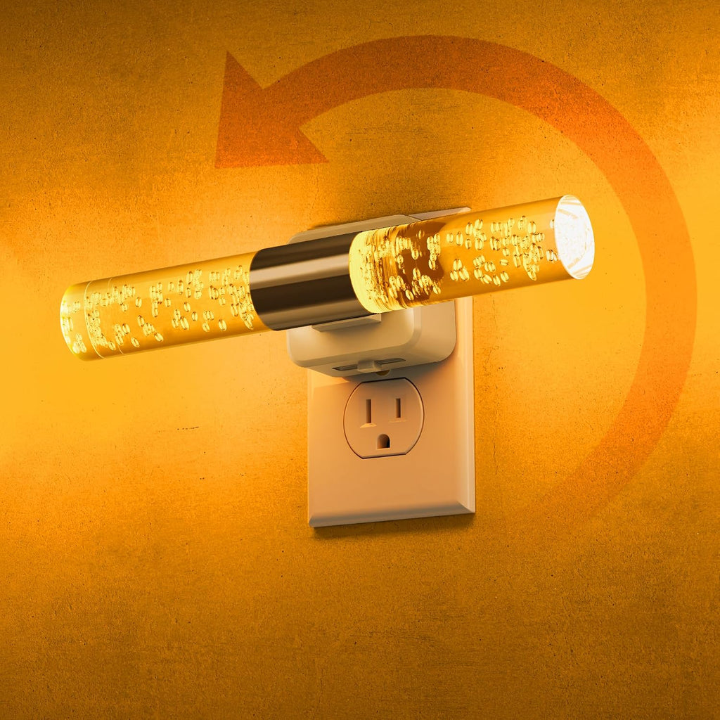 L LOHAS LED Amber Night Light, 2-Pack, Bubble Acrylic Night Lights Plug into Wall, 180° Rotating Nightlights, Light Sensor, Yellow…