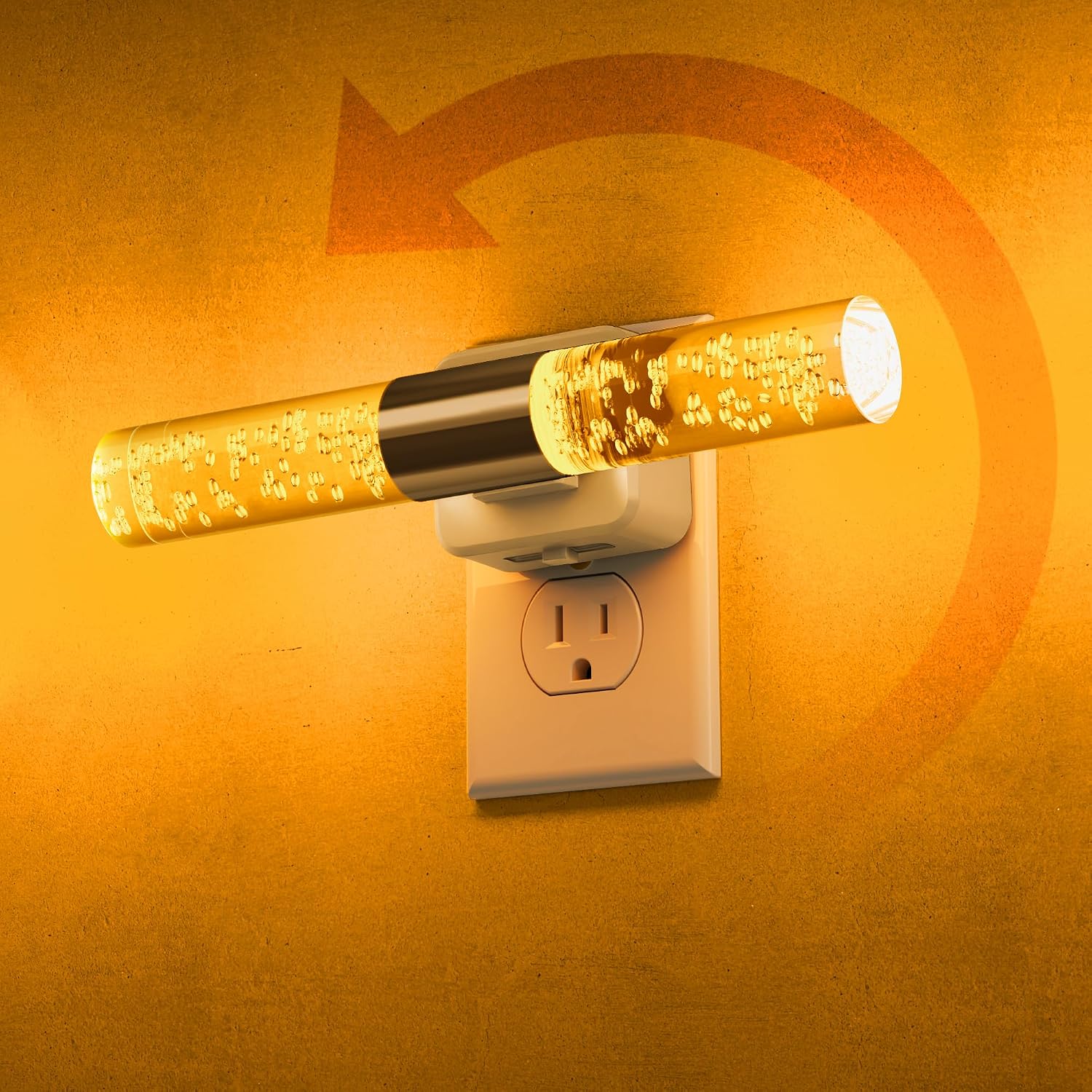 L LOHAS LED Amber Night Light, 2-Pack, Bubble Acrylic Night Lights Plug into Wall, 180° Rotating Nightlights, Light Sensor, Yellow…