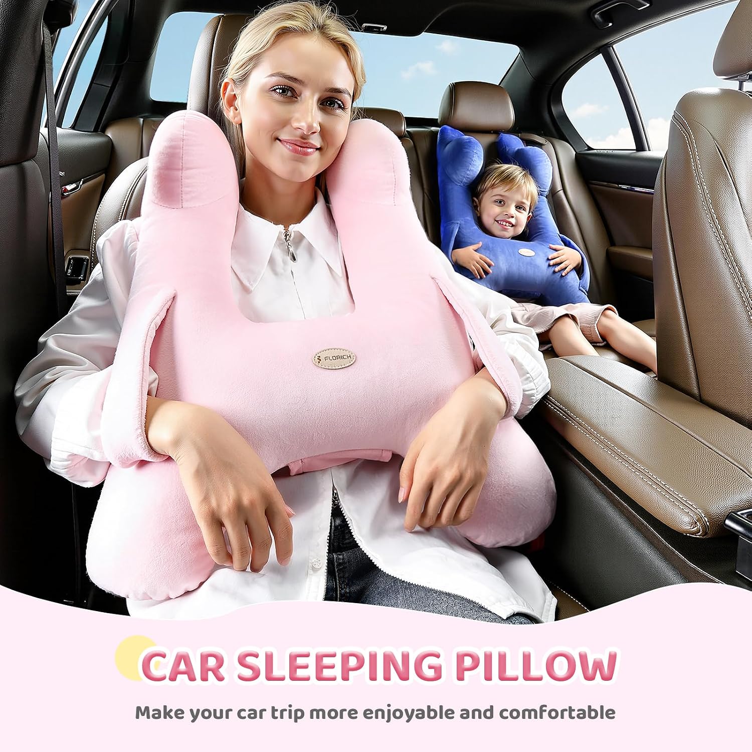 FLORICH Kids Travel Pillow, Car Sleeping Travel Pillow for Kids, Washable H-Shaped Pillow for Adults and Children to Support Head and…