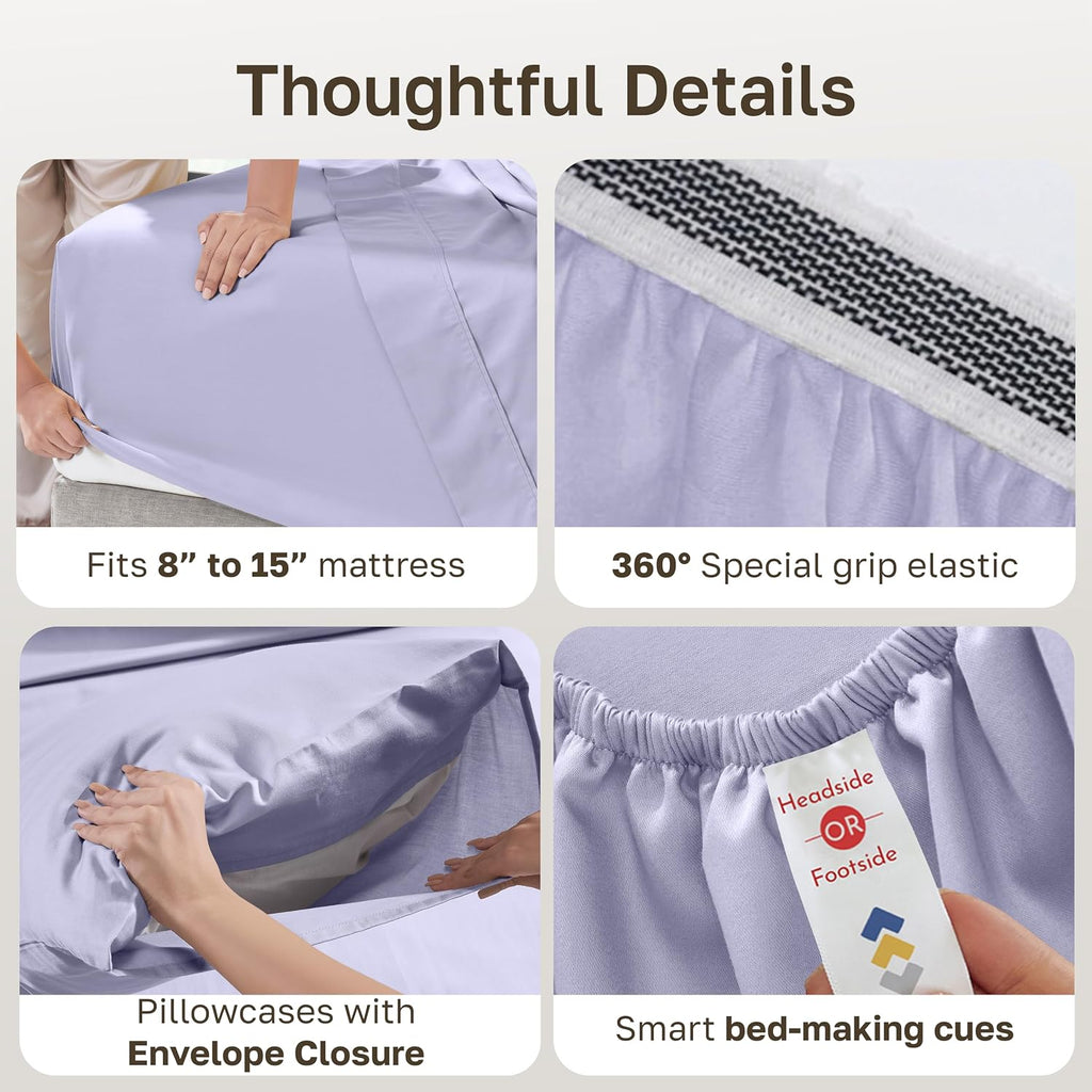 CaliforniaDesignDen California Design Den Queen Size Bed Sheets - Soft 100% Percale Cotton Sheets with Deep Pockets, Crisp Percale, Breatha…