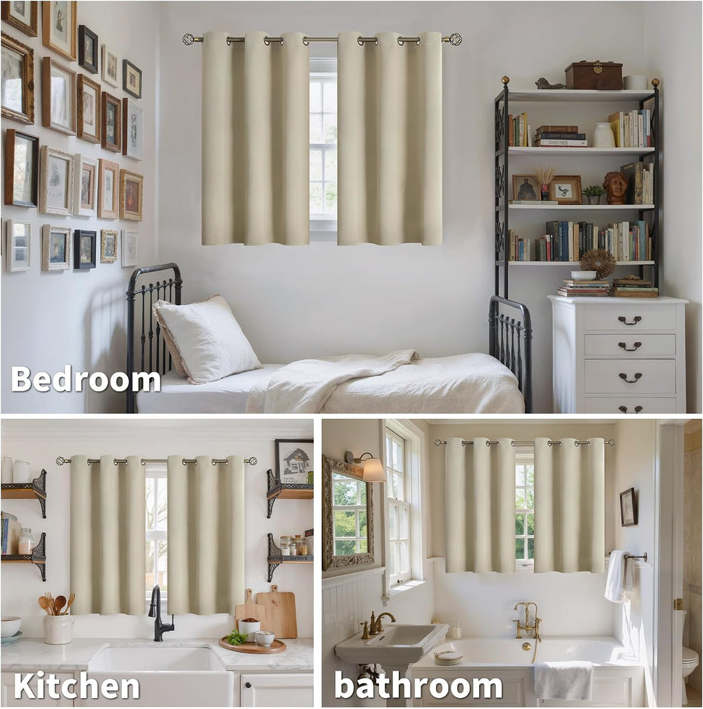 YoungsTex Blackout Curtains 45 Inch Length for Bedroom Window - Short Thermal Insulated Drapes with Grommet Privacy for Bathroom Kitchen Wi…
