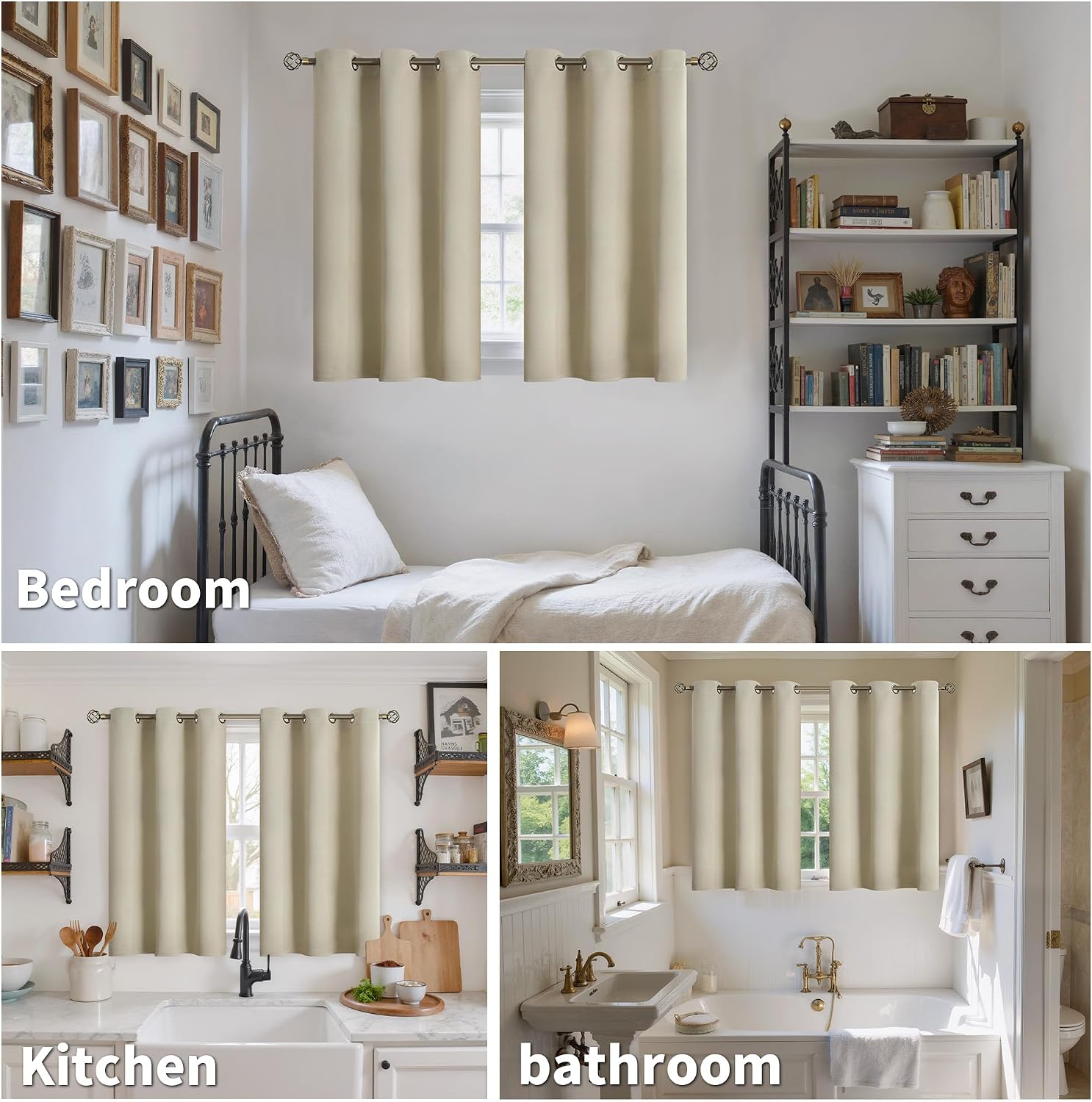 YoungsTex Blackout Curtains 45 Inch Length for Bedroom Window - Short Thermal Insulated Drapes with Grommet Privacy for Bathroom Kitchen Wi…