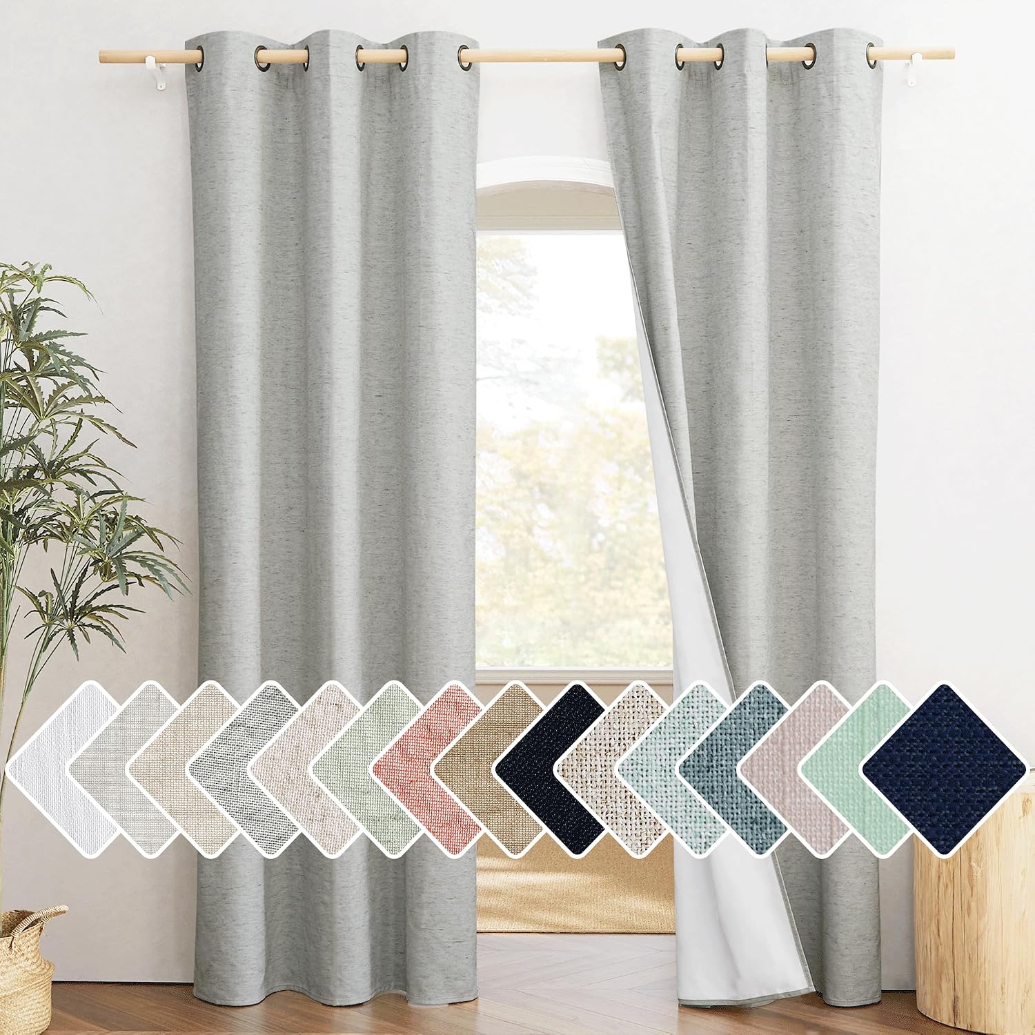 NICETOWN Grey Noise and Lights Block Out Curtains, 2 Panels, 42-inch W by 84-inch L, Thermal Insulated 100% Blackout 2-Layer Lined…