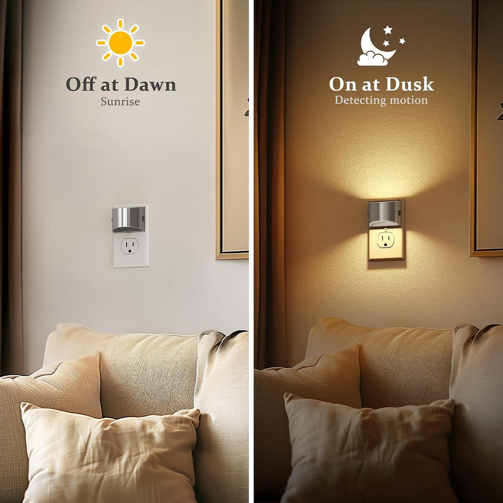 JandCase LED Night Lights Plug into Wall, 2 Pack Modern Night Lights, Dusk to Dawn Sensor Nightlight, 0-100LM Brightness Adjustable…