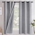 YoungsTex Grey Linen Blackout Curtains 63 Inch Length for Bedroom, Thermal Insulated Light Blocking Drapes with Grommet Room Darkening for…