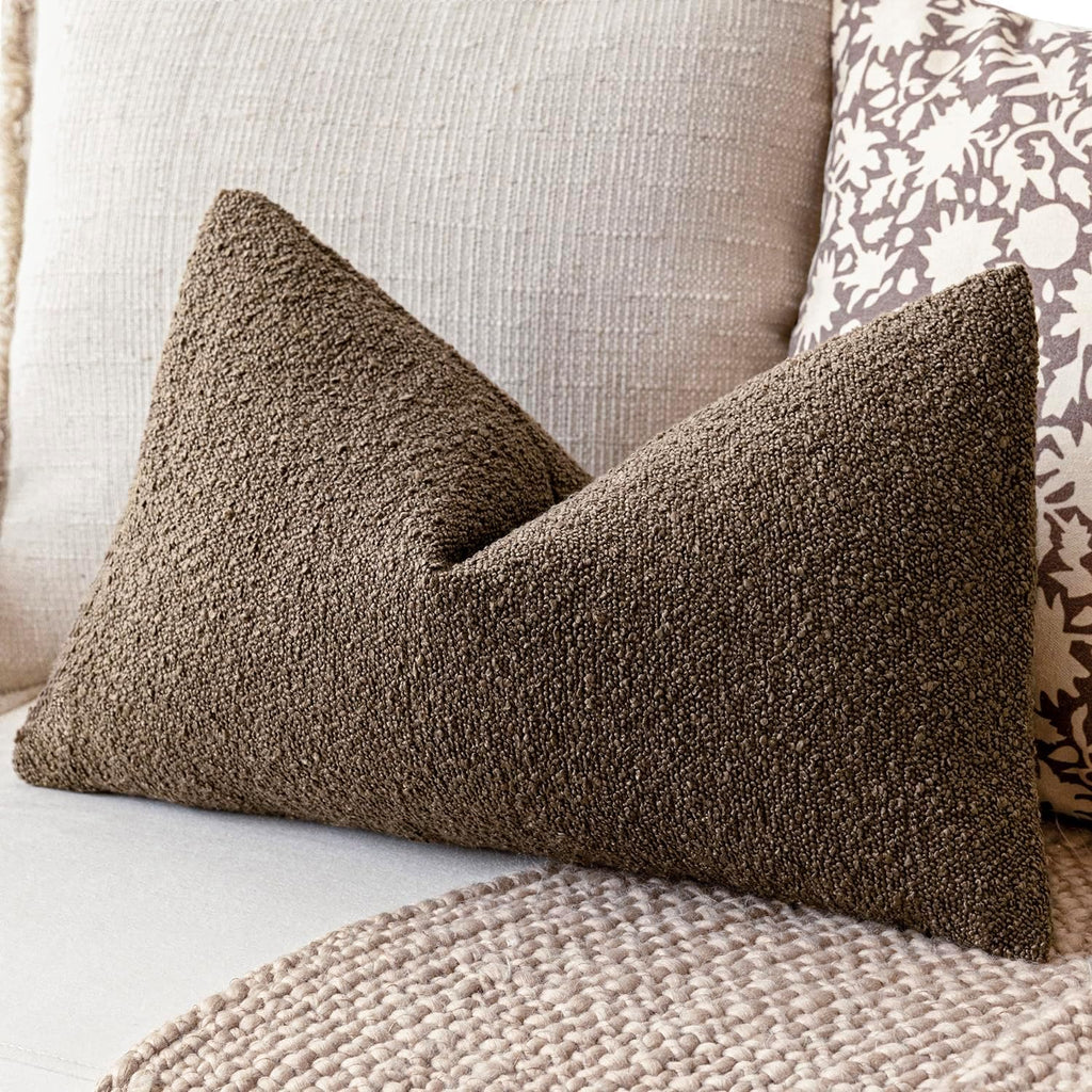 Foindtower Decorative Textured Boucle Throw Pillow Covers Accent Solid Lumbar Pillow Cases Neutral Soft Cozy Couch Cushion Case for Chair…