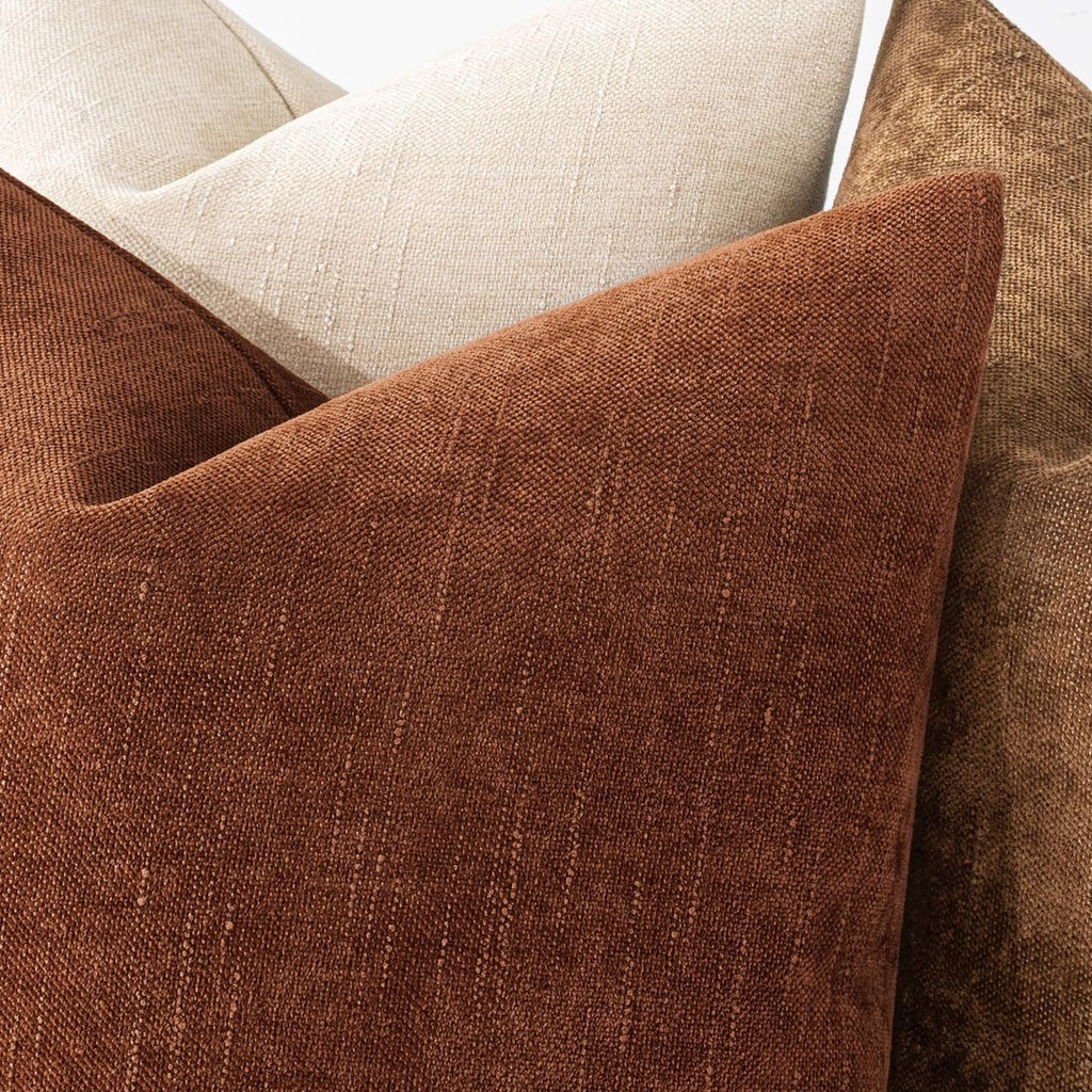 MIULEE Textured Pillow Covers 26x26 Inch Pack of 2, Dark Rust Soft Thick Euro Solid Decorative Chenille Throw Pillows Neutral Farmhouse…