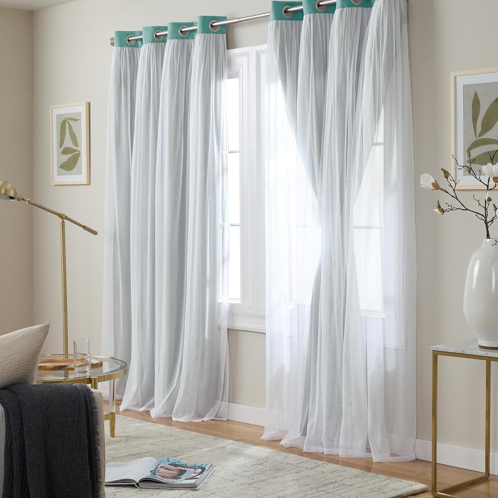 TOWN & COUNTRY LUXE Talia Double Layer Indoor Curtains, Sheer and Room Darkening Blackout, Grommet Top, Energy Efficient, 2-Pack Set…
