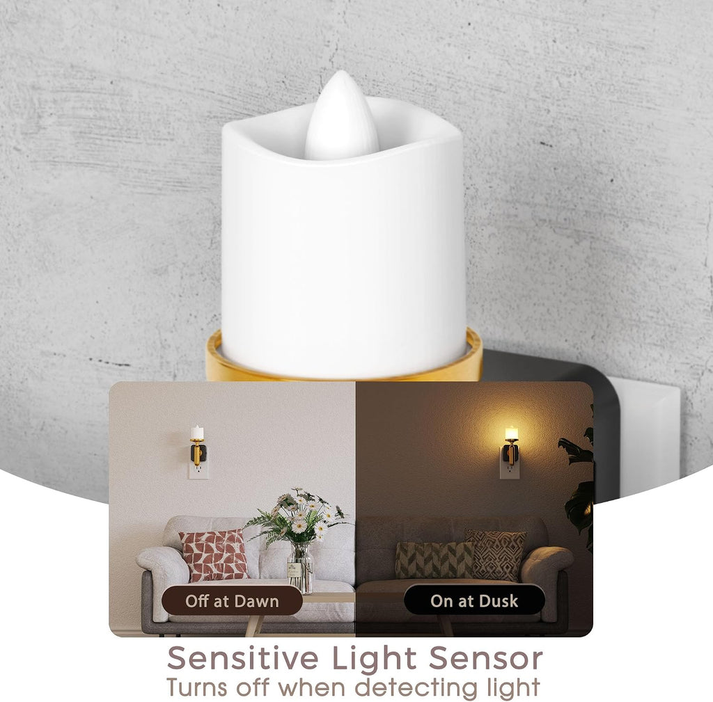 Briignite Flameless Candle Night Light, Night Lights Plug into Wall, LED Candle Night Light with Light Sensor, 0-100LM Dimmable…