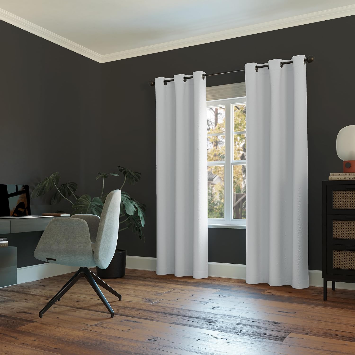 Sun Zero Easton Energy Saving Blackout Grommet Curtain Panel, 40" x 84", Dove White
