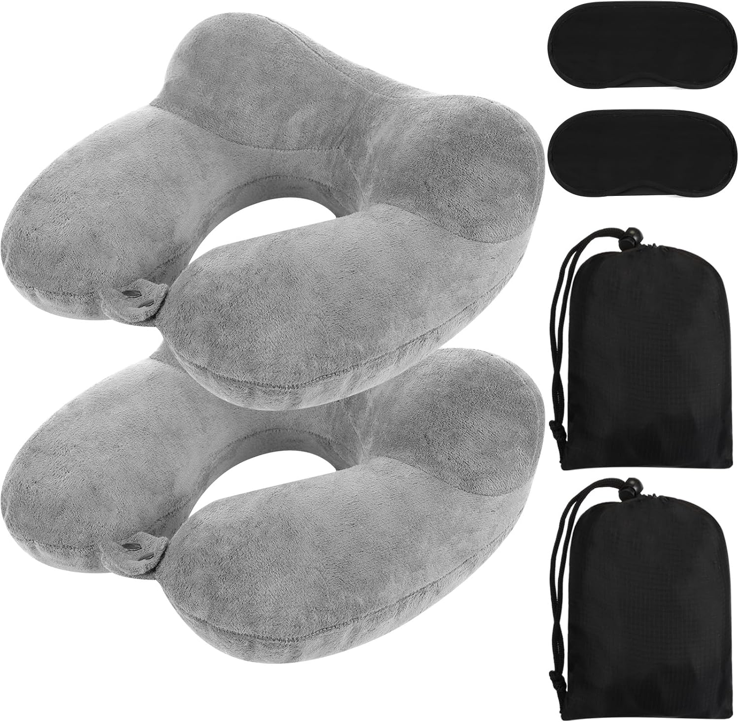 Sintuff 2 Pack Inflatable Travel Pillow for Airplanes Inflatable Neck Flight Pillows with Compact Bag and Blindfold for Traveling…