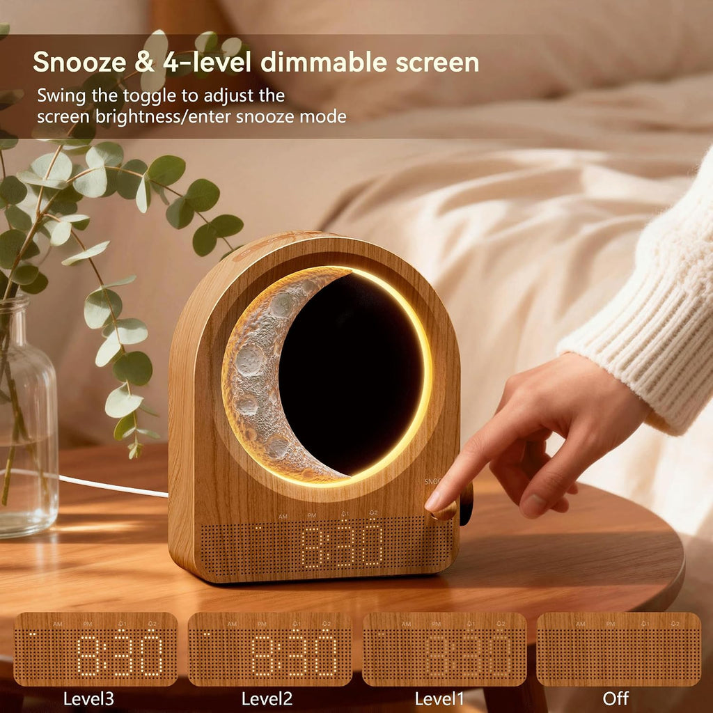 blonbar Sunrise Alarm Clocks with Dimmable Moon Lamp, 2 Alarm Clocks with 12Levels Volume for Heavy Sleepers, 10 Natural Sounds with 30/60/…