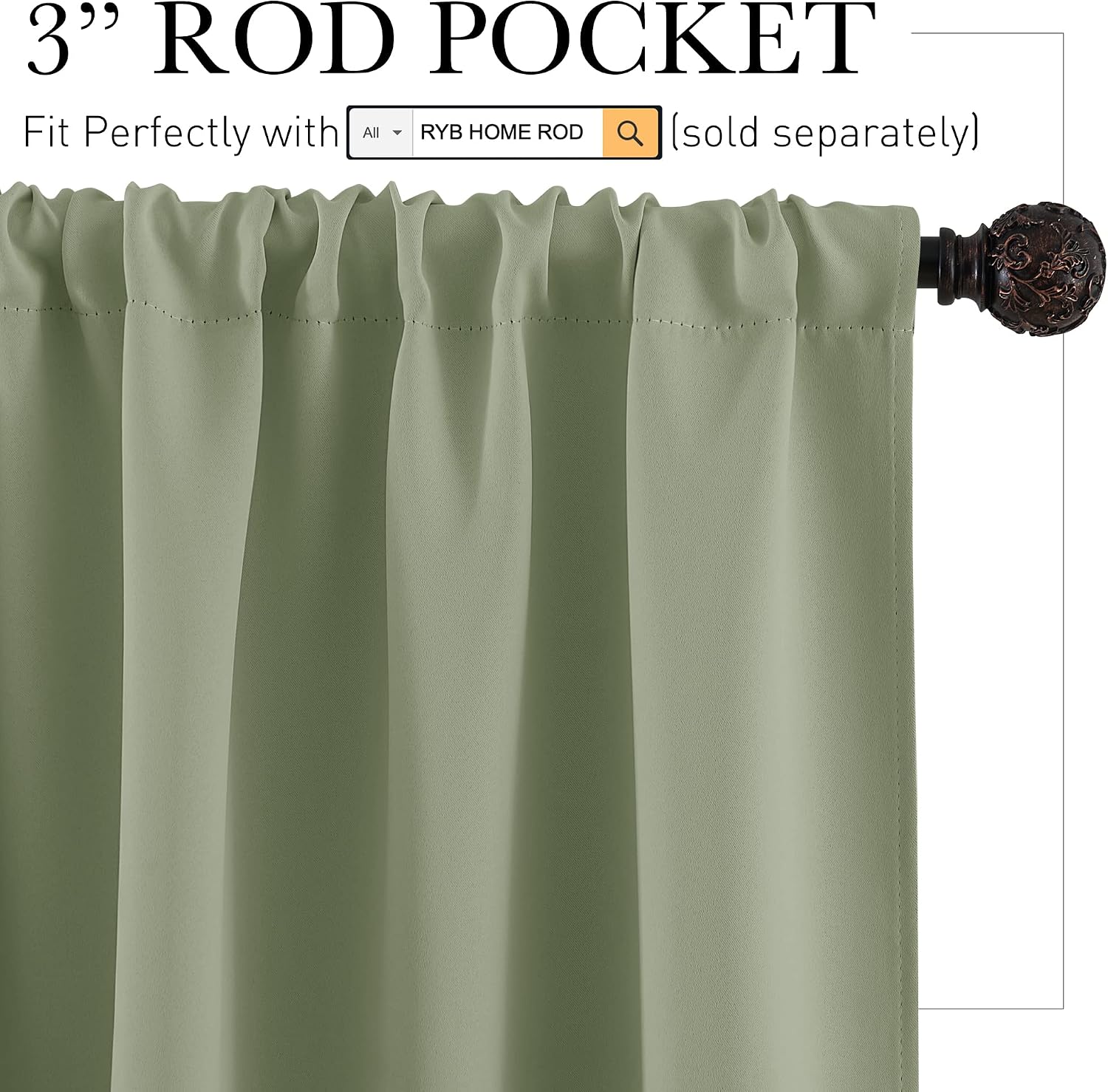 Rybhome RYB HOME Room Darkening Kitchen Curtains 45 inch Length, Durable Privacy Window Drapes Thermal Insulated Panels Farmhouse Decor for…