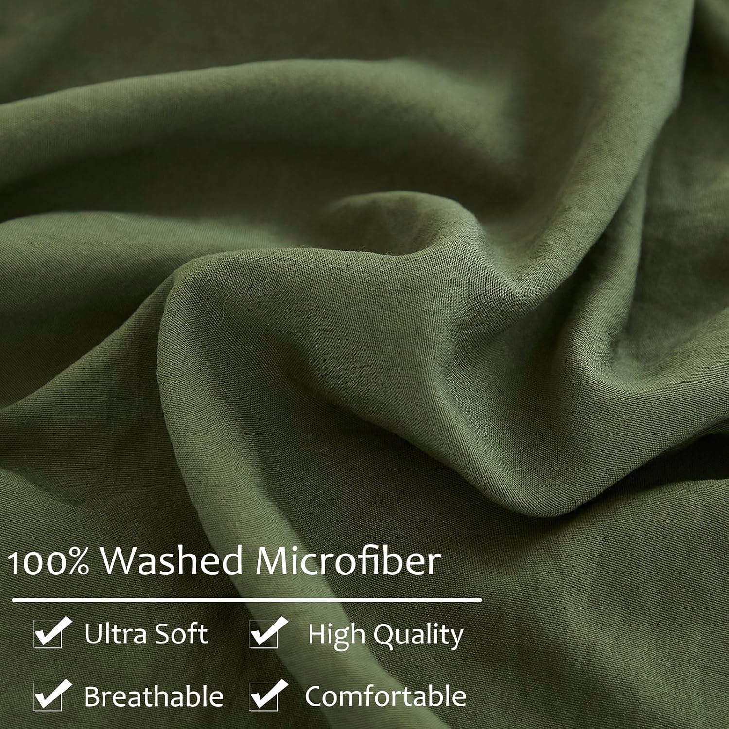 Moveover Dark Green Pom Poms Pillowcases, Green Standard Pillow Cases Set of 2, 100% Washed Microfiber, Bronze Green Ball Fringe Pillow Cov…