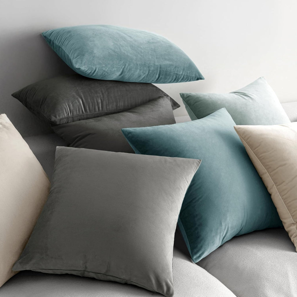 Miulee Velvet Throw Pillow Covers 18x18 inch, Pack of 2 - Cream White, Soft Solid Decorative Pillow Covers Cushion Cases Modern Luxury Home…