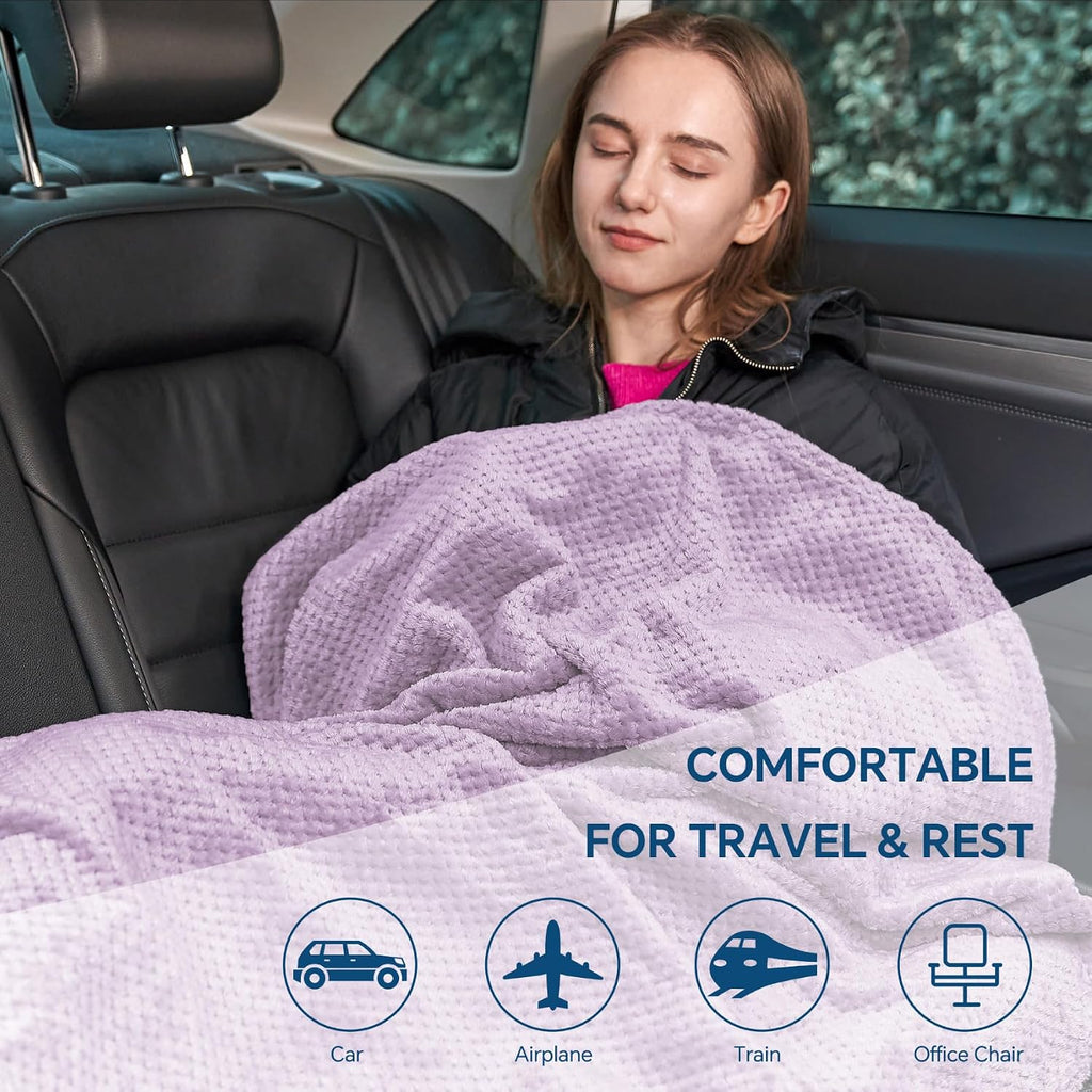 Bedelite Travel Blanket with Bag, Ultra-Soft Jacquard Fleece Blanket with Luggage Sleeve & Backpack Clip, Airplane Blanket Travel Essential…