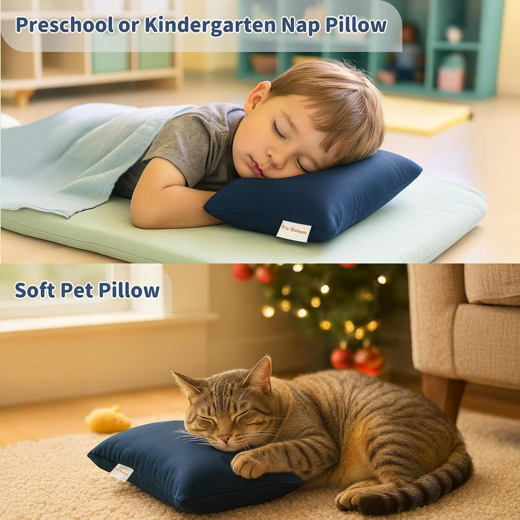 Pro Goleem Small Pillow 11"x7"x2.5" for Travel and Camping with Name Tag Mini Tiny Pillow for Room Couch Sofa Chair and Outdoor Car Air…