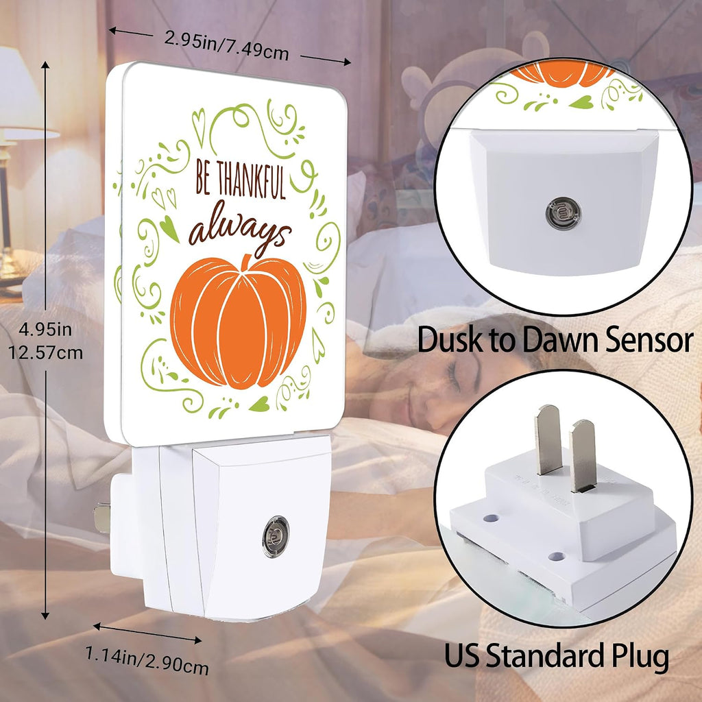 Thanksgiving Pumpkin Dusk to Dawn Night Light, Auto Sensor Lamp Home Indoor Stairway Kitchen Corridor, Night Lights Plug into Wall Decor…