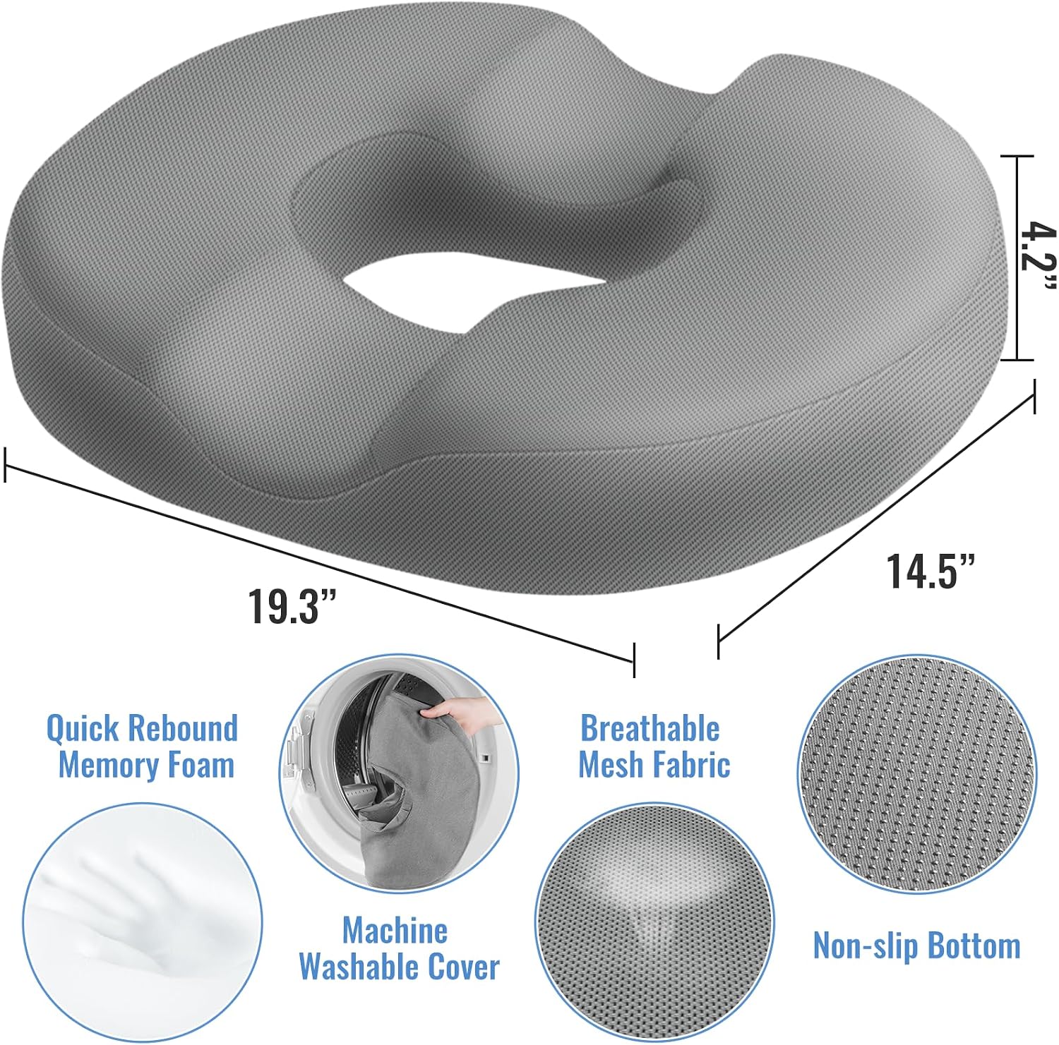 CloudBliss Donut Pillow Seat Cushion Chair Pad for Tailbone and Hemorrhoids, Memory Foam Seat Chair Cushion for Men and Women for Home & Of…
