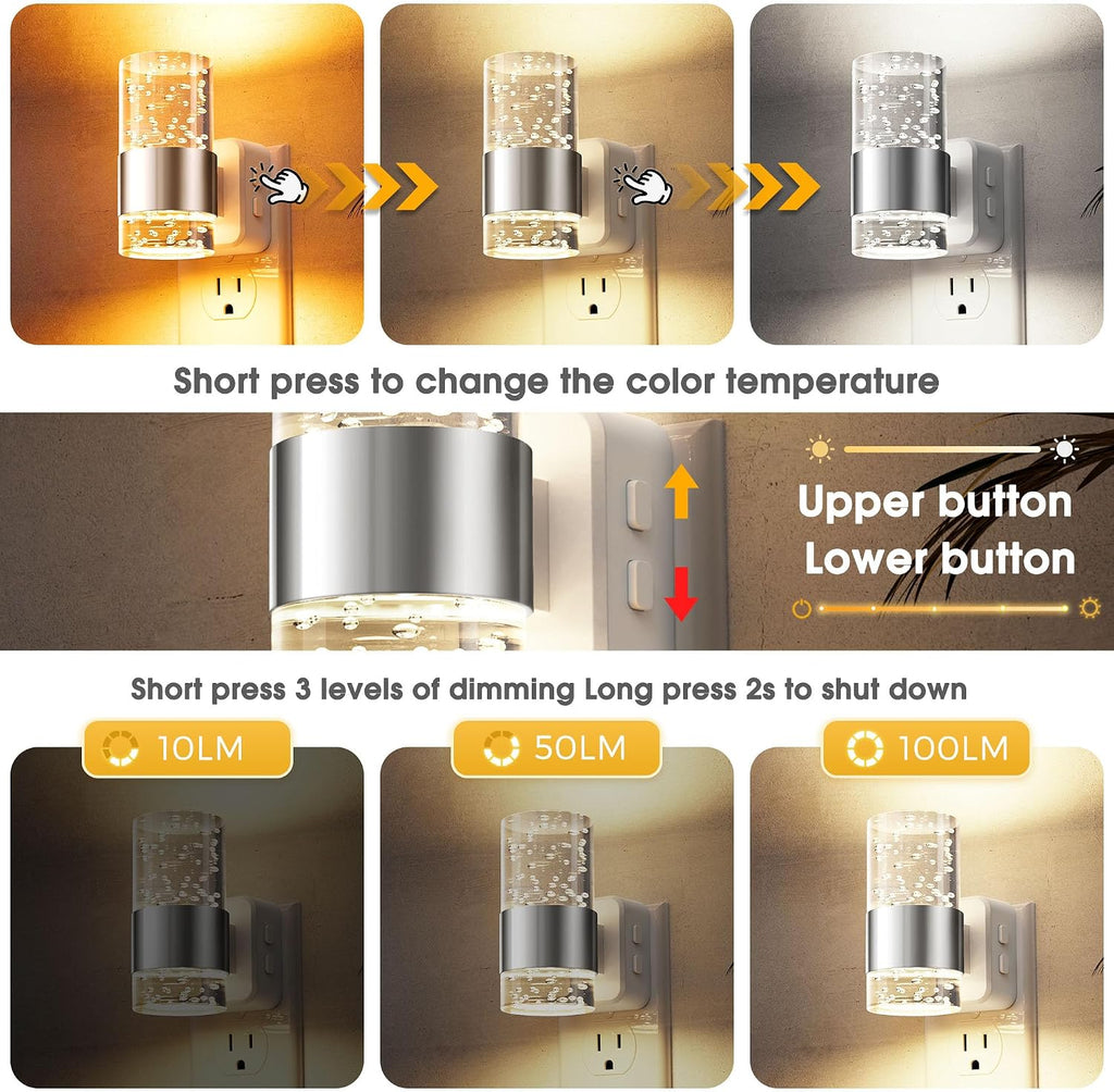 L LOHAS LED Night Lights Plug into Wall, Dimmable Night Light with Dusk-to-Dawn Sensor, Soft White/Cool White/Amber 3 Color Light…