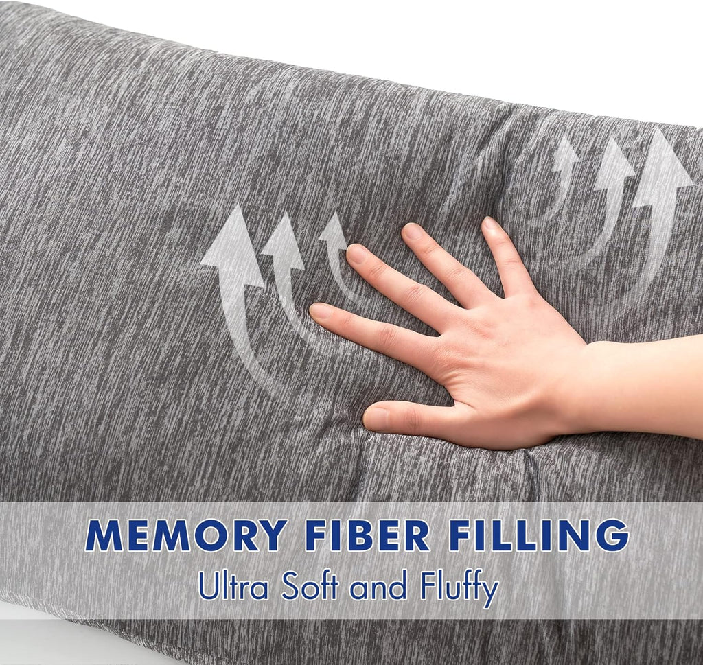MIULEE Memory Foam Body Pillow for Adults, Cooling Long Full Body Pillow for Side Sleeper, Bed, Sleeping, Back and Stomach - 20x54 Inch Grey