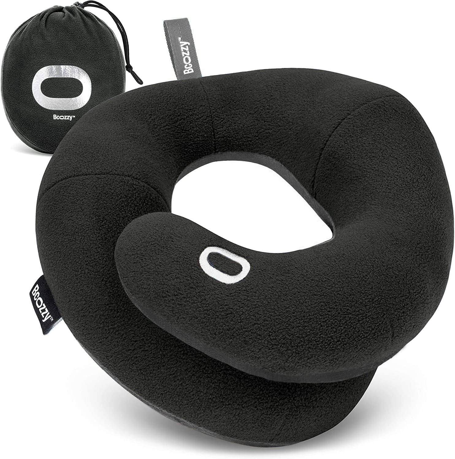 BCOZZY Travel Neck Pillow for Airplane – Patented Double Support for Head, Neck, and Chin. Best for Long Flights, Plane Sleeping & Car…