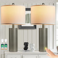 Table Lamps for Living Room Set of 2, 24.5" Modern Table Lamps for Bedroom with USB C+A Ports, Creative Stripe Touch Lamps for…