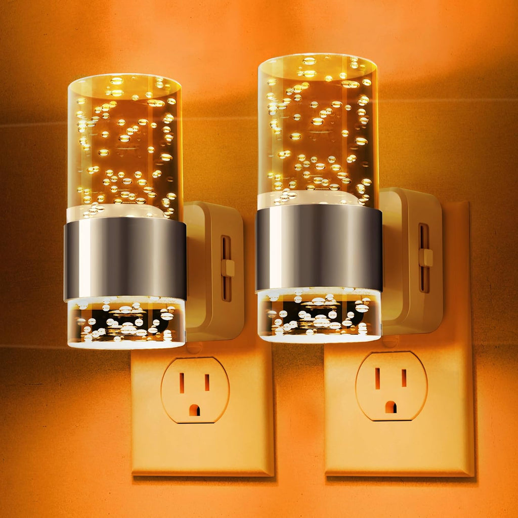 L LOHAS LED Night Light, Dimmable Night Lights Plug into Wall, 2 Pack Acrylic Nightlights with 0-100 LM Adjustable Brightness, Amber Plug…